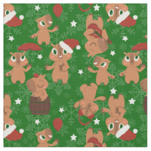 Leuke kerst Capybara Santa sneeuwvlokken Stof