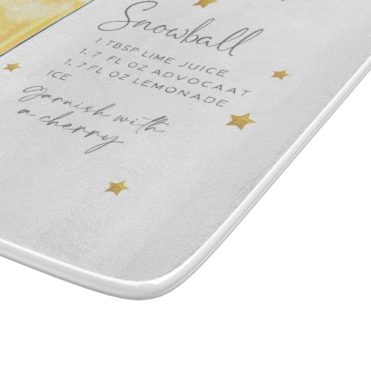 Leuke kerst cocktail sneeuwbal recept Waterverf Snijplank (Hoek)