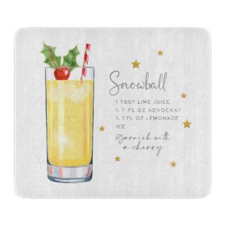 Leuke kerst cocktail sneeuwbal recept Waterverf Snijplank