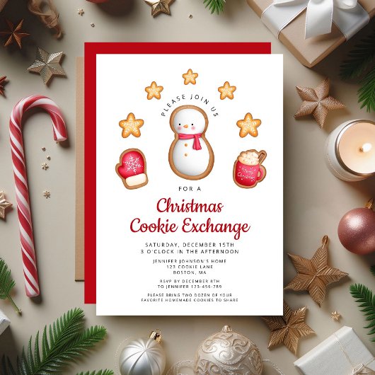 Leuke Kerst Cookie Exchange Sneeuwman Kaart