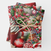 Leuke kerst cupcakes rode streep stokken inpakpapier vel (In situ)