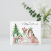 Leuke kerst dieren hond kat puppy kitten feestdagenkaart (Staand voorkant)