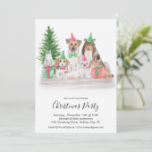 Leuke kerst dieren hond kat puppy kitten party kaart (Staand voorkant)