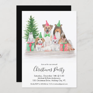Leuke kerst dieren hond kat puppy kitten party kaart