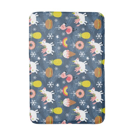 Leuke Kerst Eenhoorns en Flamingo's Patroon Badmat (Voorkant Verticaal)
