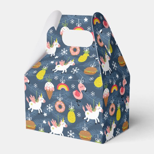 Leuke Kerst Eenhoorns en Flamingo's Patroon Bedankdoosjes (Achterkant)