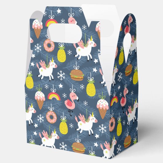 Leuke Kerst Eenhoorns en Flamingo's Patroon Bedankdoosjes (Geopend)