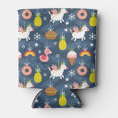 Leuke Kerst Eenhoorns en Flamingo's Patroon Blikjeskoeler (Voorkant)