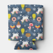 Leuke Kerst Eenhoorns en Flamingo's Patroon Blikjeskoeler (Achterkant)