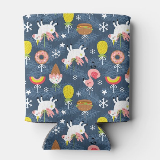 Leuke Kerst Eenhoorns en Flamingo's Patroon Blikjeskoeler (Achterkant)