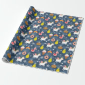 Leuke Kerst Eenhoorns en Flamingo's Patroon Cadeaupapier (Uitgerold)