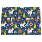Leuke Kerst Eenhoorns en Flamingo's Patroon Groot Cadeauzakje (Voorkant)