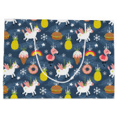 Leuke Kerst Eenhoorns en Flamingo's Patroon Groot Cadeauzakje (Achterkant)