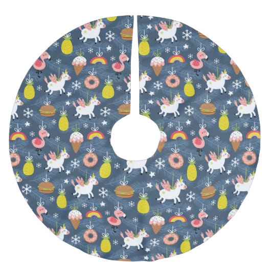 Leuke Kerst Eenhoorns en Flamingo's Patroon Kerstboom Rok (Voorkant)