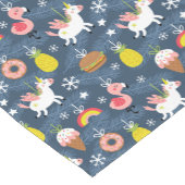 Leuke Kerst Eenhoorns en Flamingo's Patroon Korte Tafelloper (Hoek)