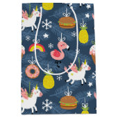 Leuke Kerst Eenhoorns en Flamingo's Patroon Medium Cadeauzakje (Voorkant)