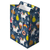 Leuke Kerst Eenhoorns en Flamingo's Patroon Medium Cadeauzakje (Achterkant Gekanteld)