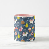 Leuke Kerst Eenhoorns en Flamingo's Patroon Mok (Midden)