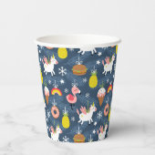 Leuke Kerst Eenhoorns en Flamingo's Patroon Papieren Bekers (Achterkant)
