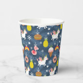 Leuke Kerst Eenhoorns en Flamingo's Patroon Papieren Bekers (Links)