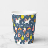 Leuke Kerst Eenhoorns en Flamingo's Patroon Papieren Bekers (Rechts)