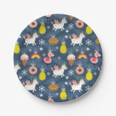 Leuke Kerst Eenhoorns en Flamingo's Patroon Papieren Bordje (Voorkant)