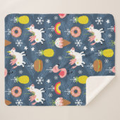 Leuke Kerst Eenhoorns en Flamingo's Patroon Sherpa Deken (Voorkant (horizontaal))