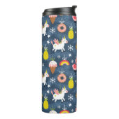 Leuke Kerst Eenhoorns en Flamingo's Patroon Thermosbeker (Gedraaid links)