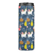 Leuke Kerst Eenhoorns en Flamingo's Patroon Thermosbeker (Achterkant)