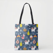 Leuke Kerst Eenhoorns en Flamingo's Patroon Tote Bag (Voorkant)