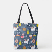 Leuke Kerst Eenhoorns en Flamingo's Patroon Tote Bag (Achterkant)