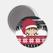 Leuke kerst elf magneet (Voorkant / Achterkant)