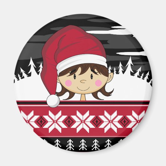 Leuke kerst elf magneet (Voorkant)