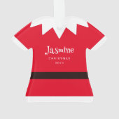 Leuke kerst elf pak beeldje gepersonaliseerd ornament (achterkant)