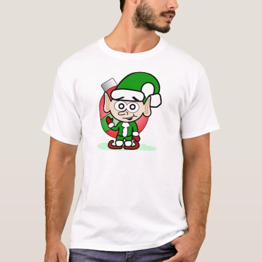 Leuke kerst elf vakantie grillige Cartoon T-shirt (Voorkant)