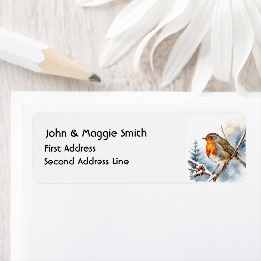 Leuke kerst Engels Robing Winter Forest Scene Etiket (Insitu)