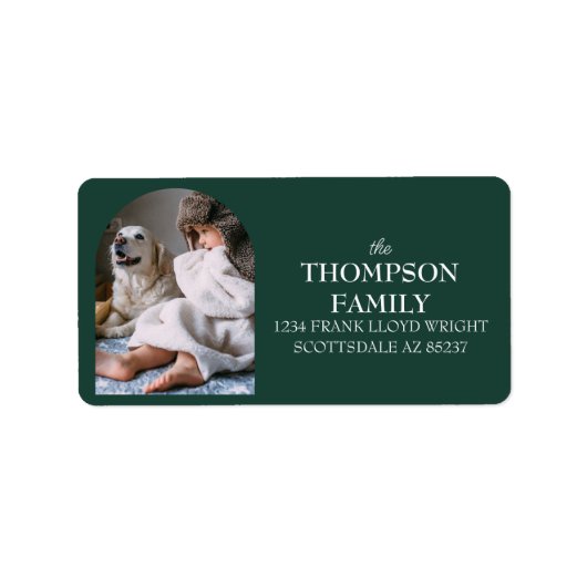 Leuke Kerst Familie Foto Retouradres Mailing Etiket (Voorkant)