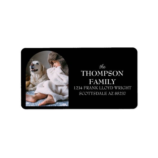 Leuke Kerst Familie Foto Retouradres Mailing Etiket (Voorkant)