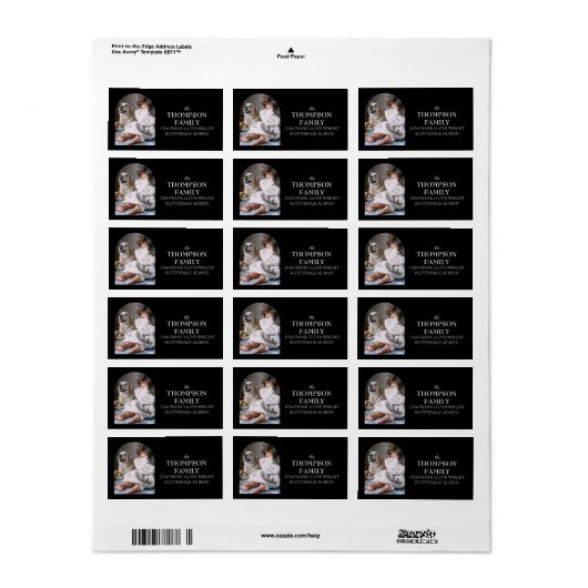 Leuke Kerst Familie Foto Retouradres Mailing Etiket (Full Sheet)