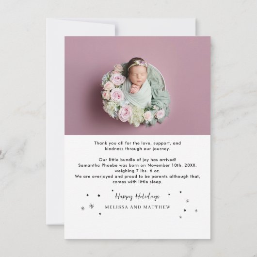 Leuke kerst Feestdagen foto geboorte bekendmaking (Achterkant)