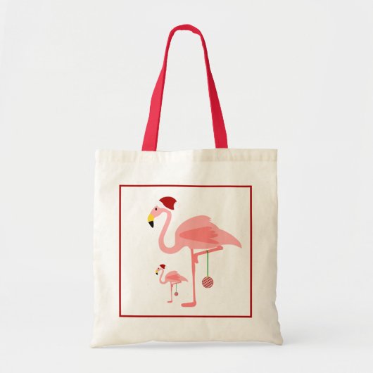 Leuke kerst flamingo illustratie tote bag (Voorkant)