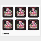 Leuke kerst flamingo met een persoonlijke touch vierkante sticker (Vel)