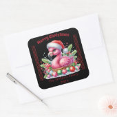 Leuke kerst flamingo met een persoonlijke touch vierkante sticker (Envelop)