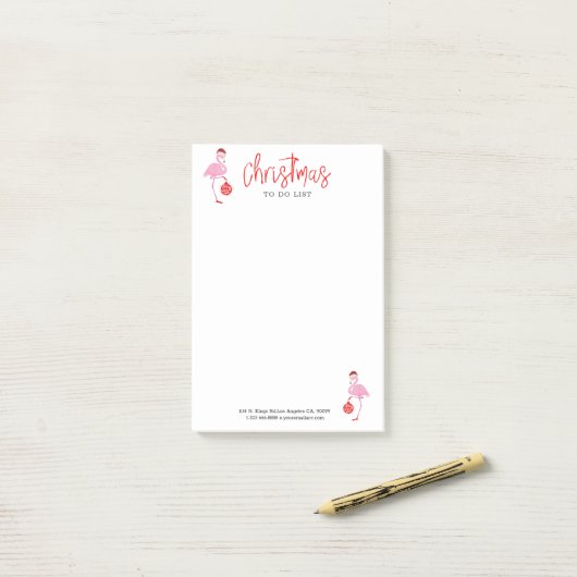 Leuke kerst flamingo vrolijk kerst ornament post-it® notes (Op bureau)