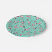 Leuke kerst flamingo's met kerstmutsen papieren bordje (Gekanteld)