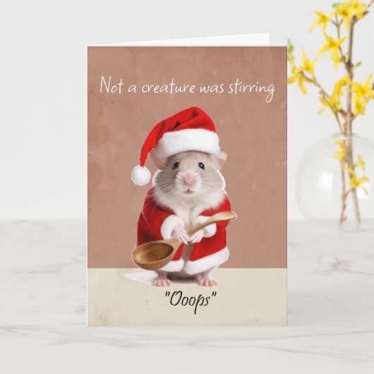 Leuke kerst, geen schepsel was aan het roeren kaart (Gele Bloem)