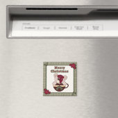 Leuke kerst geruite patroon rand & teddybeer magneet (Insitu (Vaatwasser))