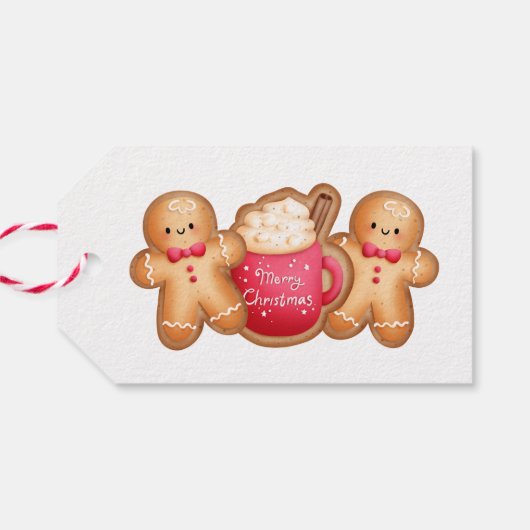 Leuke Kerst Gingerbread Cacao Naam Cadeaulabel (Achterkant Horizontaal)