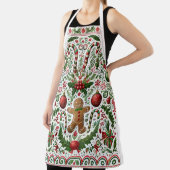 Leuke Kerst Gingerbread Man Candy Cane Ornamenten Schort (Insitu)