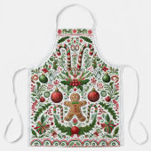 Leuke Kerst Gingerbread Man Candy Cane Ornamenten Schort (Voorkant)